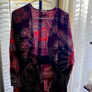 Pleione Burgundy Floral Cardigan